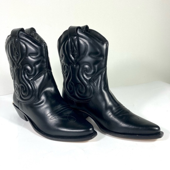 *SOLD* Schutz Zachy Short Western Boots Leather Size 8 Black NEW - Picture 10 of 15
